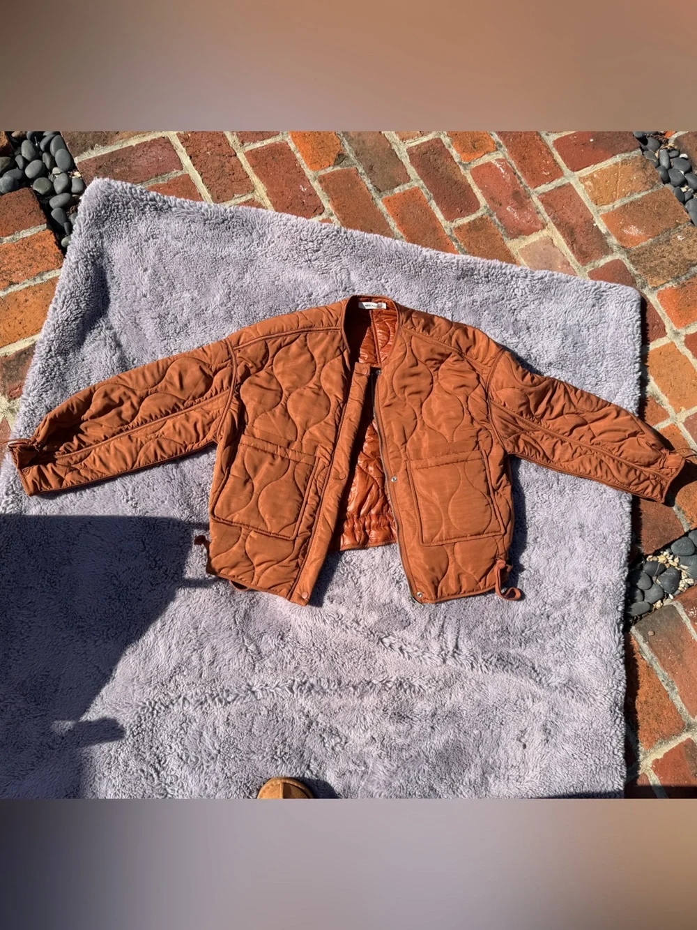 Mod Ref The Kara Jacket Burnt Orange Quilted Cropped Jacket Small TR2994 - Picture 1 of 3